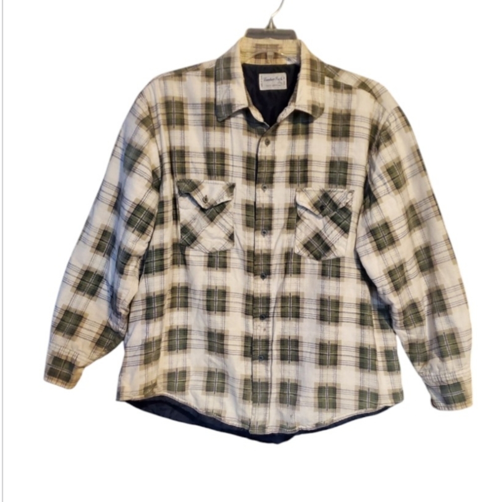 Vintage Mens XL Lumberjack Button Up Flannel Shirt Plaid Shacket 90s Grunge Work
